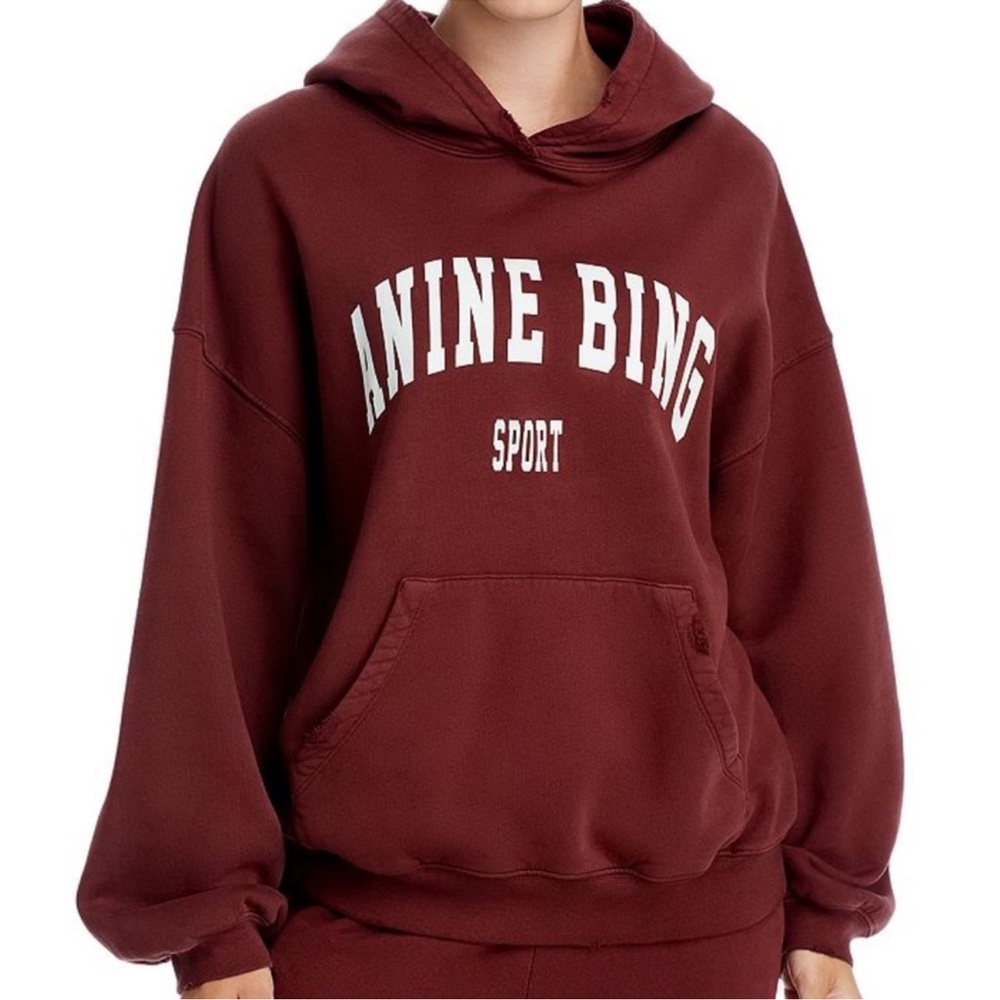 Anine Bing Sport L Burgundy Hoodie Logo